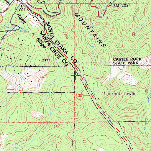 Topographic Map of Sanborn County Park, CA