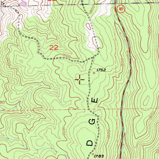 Topographic Map of Logtown Ridge, CA