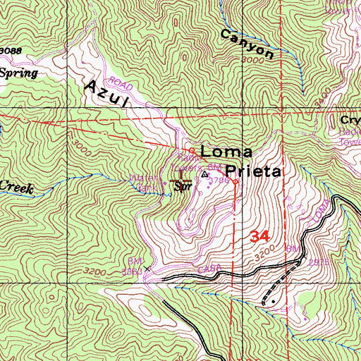 Topographic Map of Loma Prieta, CA