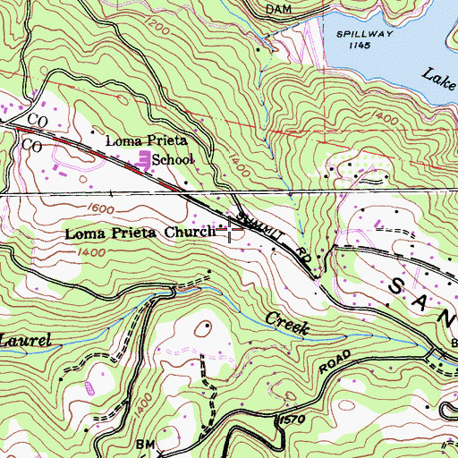 Topographic Map of Loma Prieta Church, CA