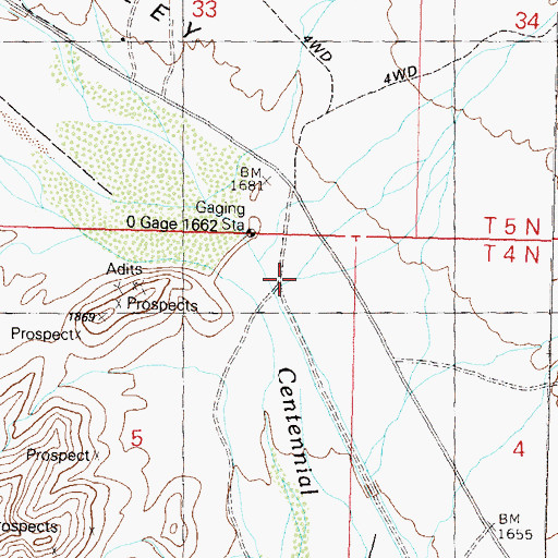 Topographic Map of Centennial Narrows Dam, AZ
