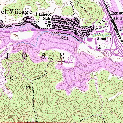 Topographic Map of Loma Verde Elementary School, CA