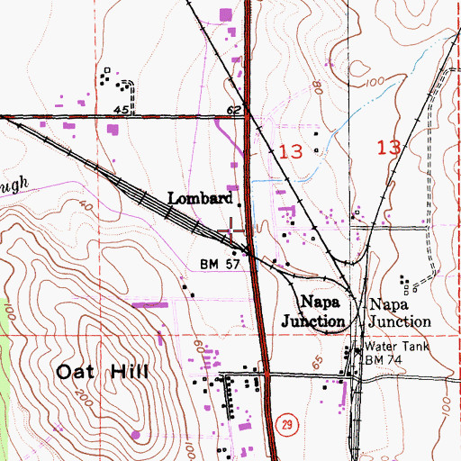 Topographic Map of Lombard, CA