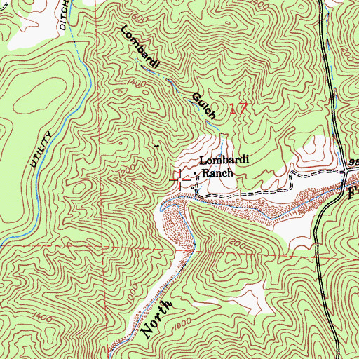 Topographic Map of Lombardi Ranch, CA