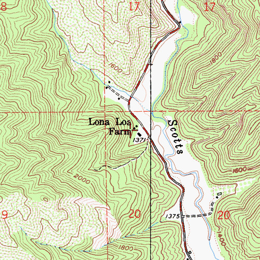 Topographic Map of Lona Loa Farm, CA