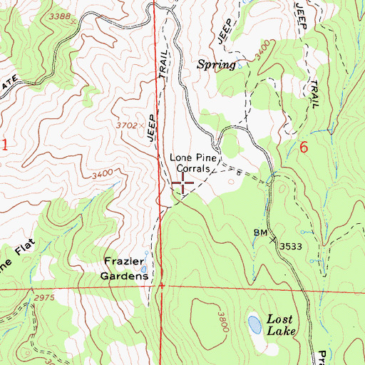 Topographic Map of Lone Pine Corrals, CA