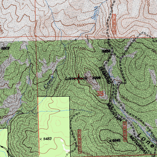 Topographic Map of Lone Rock, CA