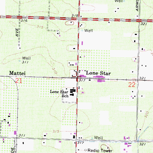 Topographic Map of Lone Star, CA