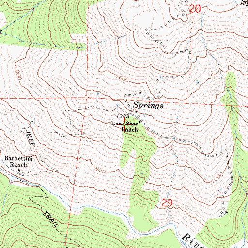 Topographic Map of Lone Star Ranch, CA