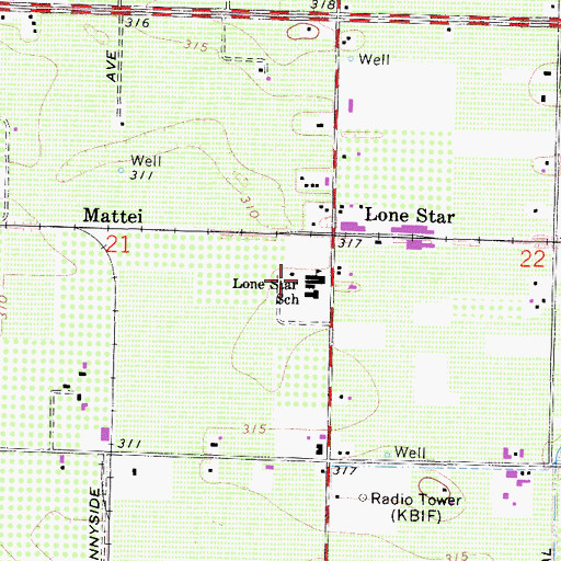 Topographic Map of Lone Star Elementary School, CA