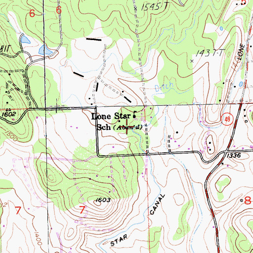 Topographic Map of Lone Star School (historical), CA