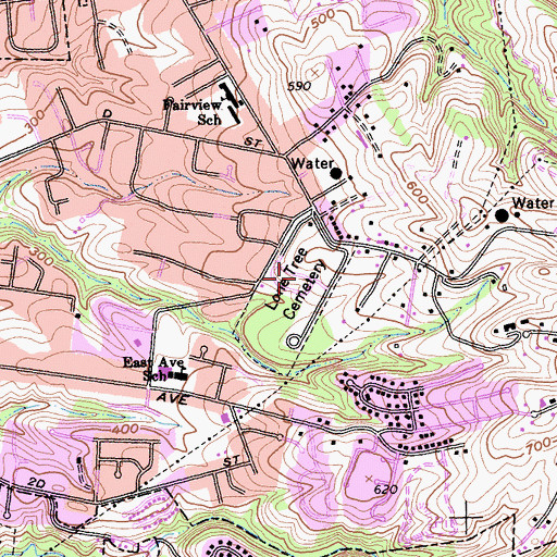 Topographic Map of Lone Tree Cemetery, CA