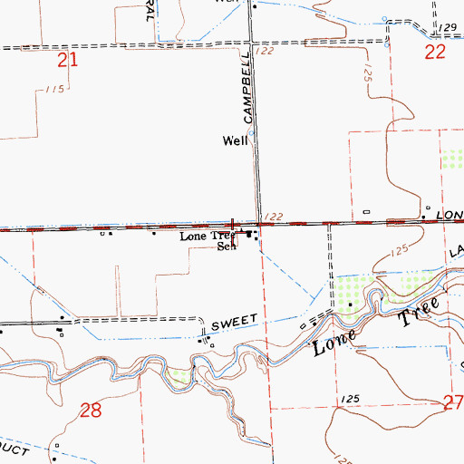 Topographic Map of Lone Tree School, CA