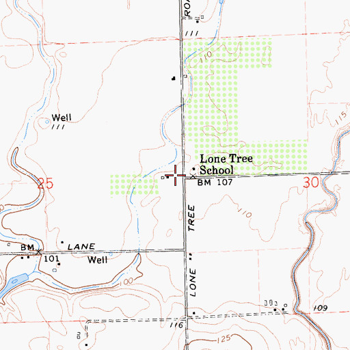 Topographic Map of Lone Tree School, CA