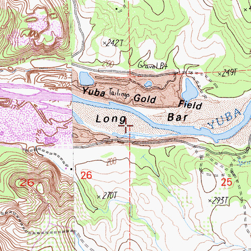 Topographic Map of Long Bar, CA
