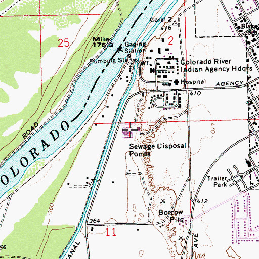 Topographic Map of Colorado River Water Pollution Control Center, AZ