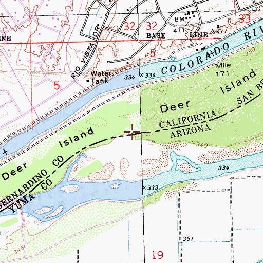 Topographic Map of Deer Island, AZ