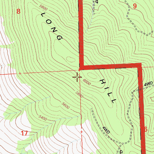Topographic Map of Long Hill, CA