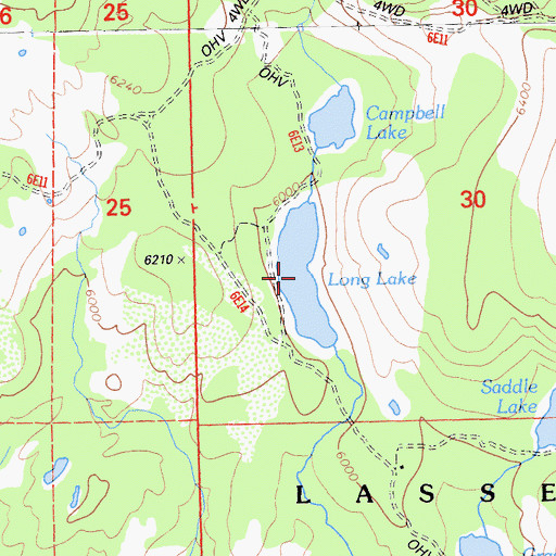 Topographic Map of Long Lake, CA
