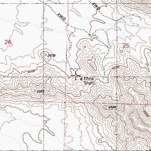 Topographic Map of Golden Treasure Mine, AZ