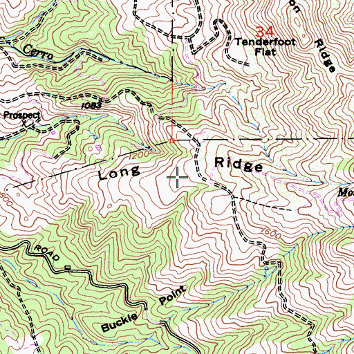Topographic Map of Long Ridge, CA