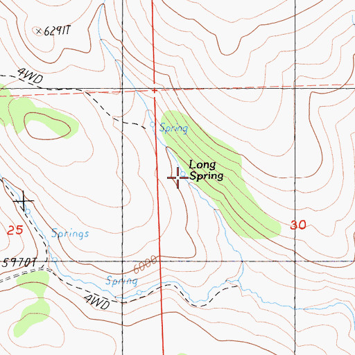 Topographic Map of Long Spring, CA
