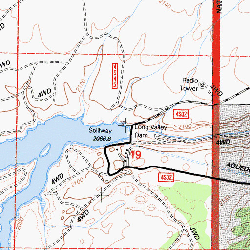Topographic Map of Long Valley Dam, CA