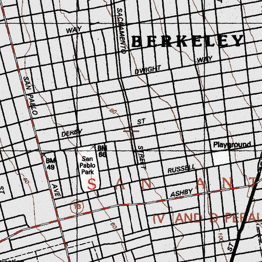 Topographic Map of Longfellow Arts and Technology Middle School, CA