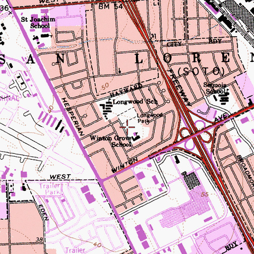 Topographic Map of Longwood Park, CA