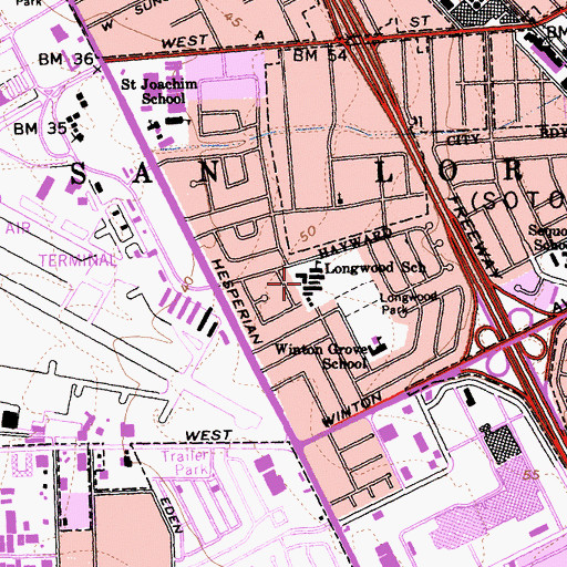 Topographic Map of Longwood Elementary School, CA