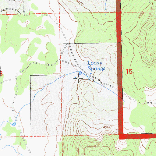 Topographic Map of Loody Springs, CA