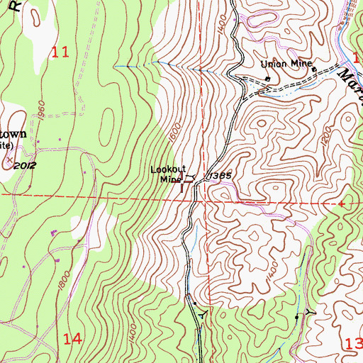 Topographic Map of Lookout Mine, CA