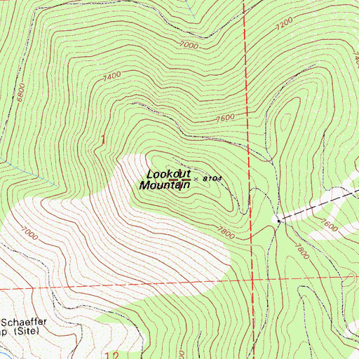 Topographic Map of Lookout Mountain, CA