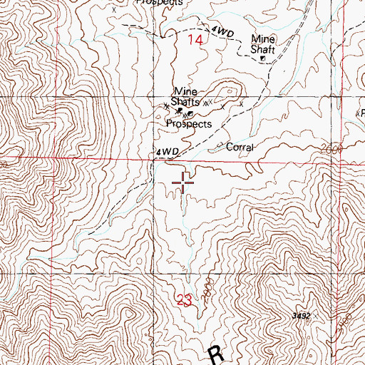Topographic Map of Harcuvar Mountains, AZ