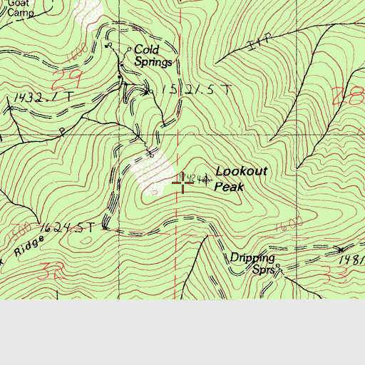 Topographic Map of Lookout Peak, CA