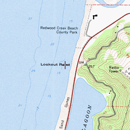 Topographic Map of Lookout Point, CA