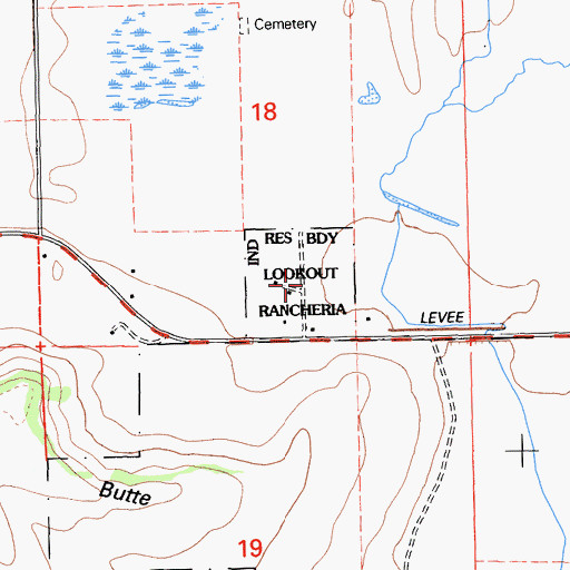 Topographic Map of Lookout Rancheria, CA