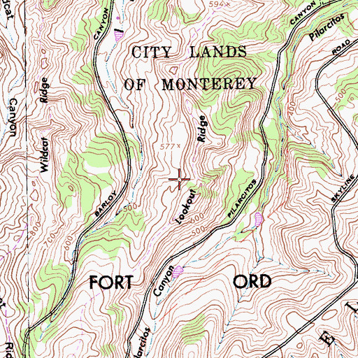 Topographic Map of Lookout Ridge, CA