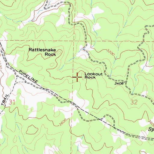 Topographic Map of Lookout Rock, CA