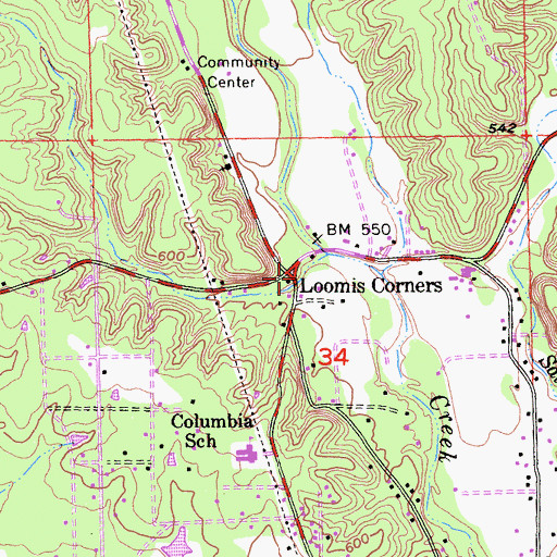 Topographic Map of Loomis Corners, CA