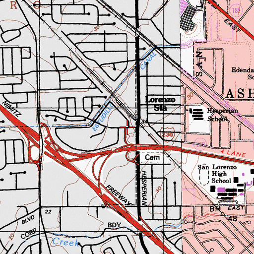 Topographic Map of Lorenzo Station, CA