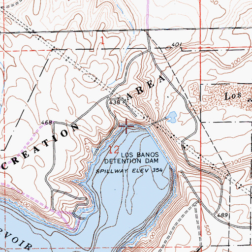 Topographic Map of Los Banos Detention Dam, CA