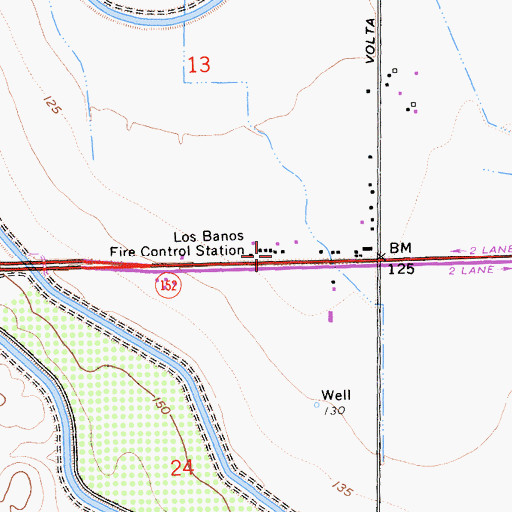 Topographic Map of Los Banos Fire Control Station, CA