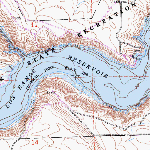 Topographic Map of Los Banos Reservoir, CA