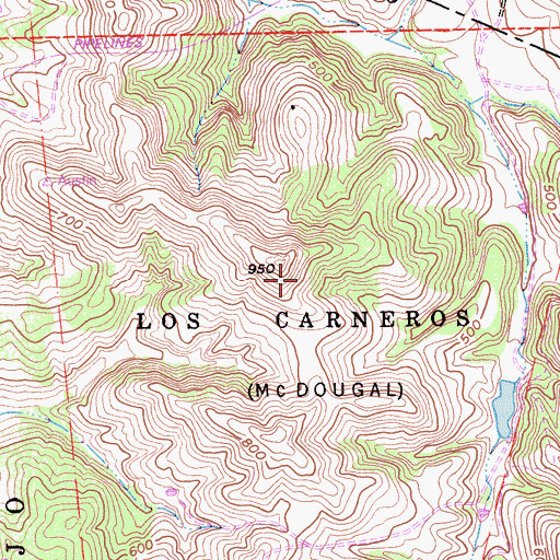 Topographic Map of Los Carneros, CA