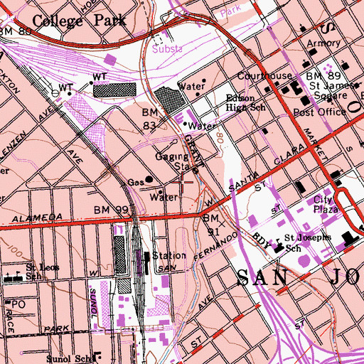 Topographic Map of Los Gatos Creek, CA