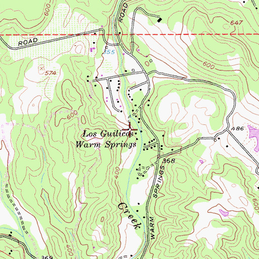 Topographic Map of Los Guilicos Warm Springs, CA