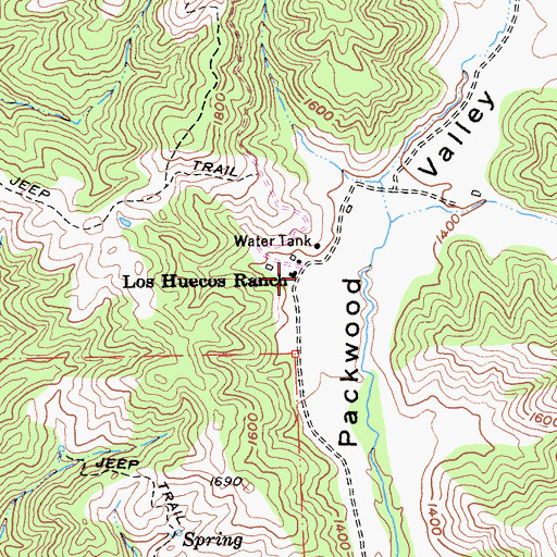 Topographic Map of Los Huecos Ranch, CA