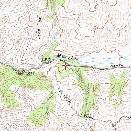 Topographic Map of Los Muertos Valley, CA