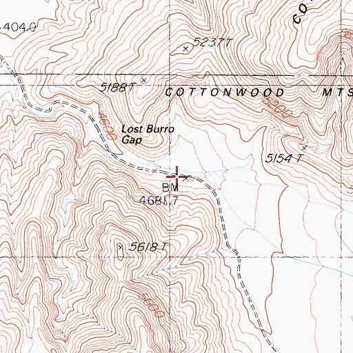 Topographic Map of Lost Burro Gap, CA
